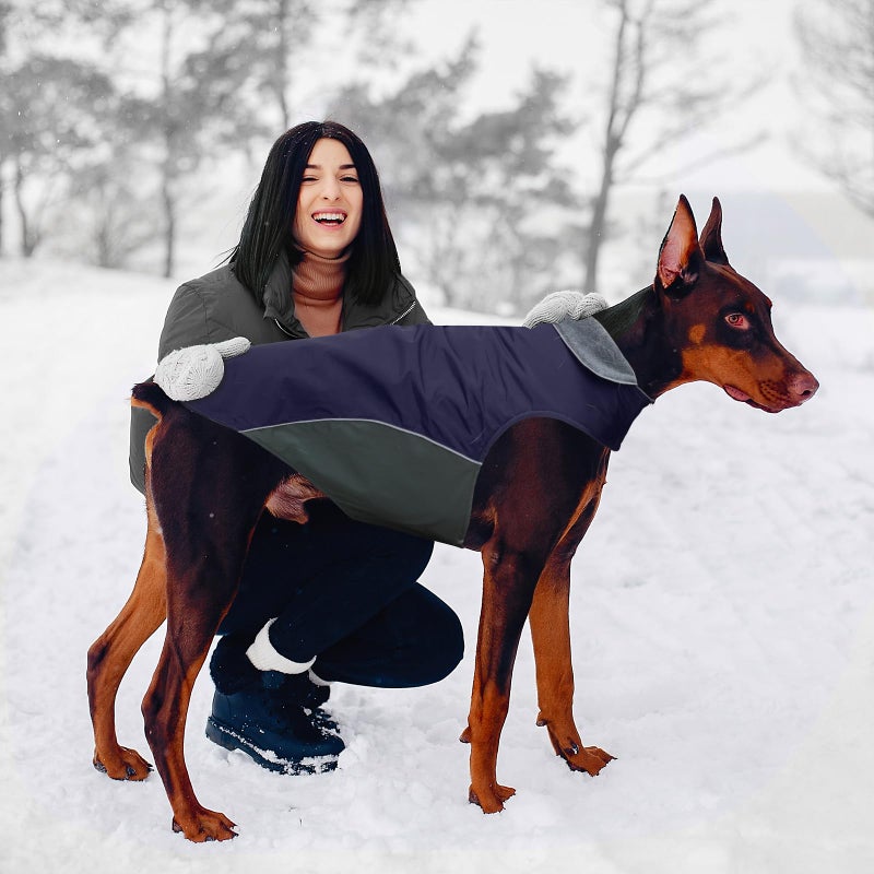 BONAWEN Winter Dog Coat 100% Waterproof Thicken Pet Jacket for Lab Pitbull Doberman Standard Poodle,German Sheperd Large Bread Dog(Navy,3XL) - Image 5